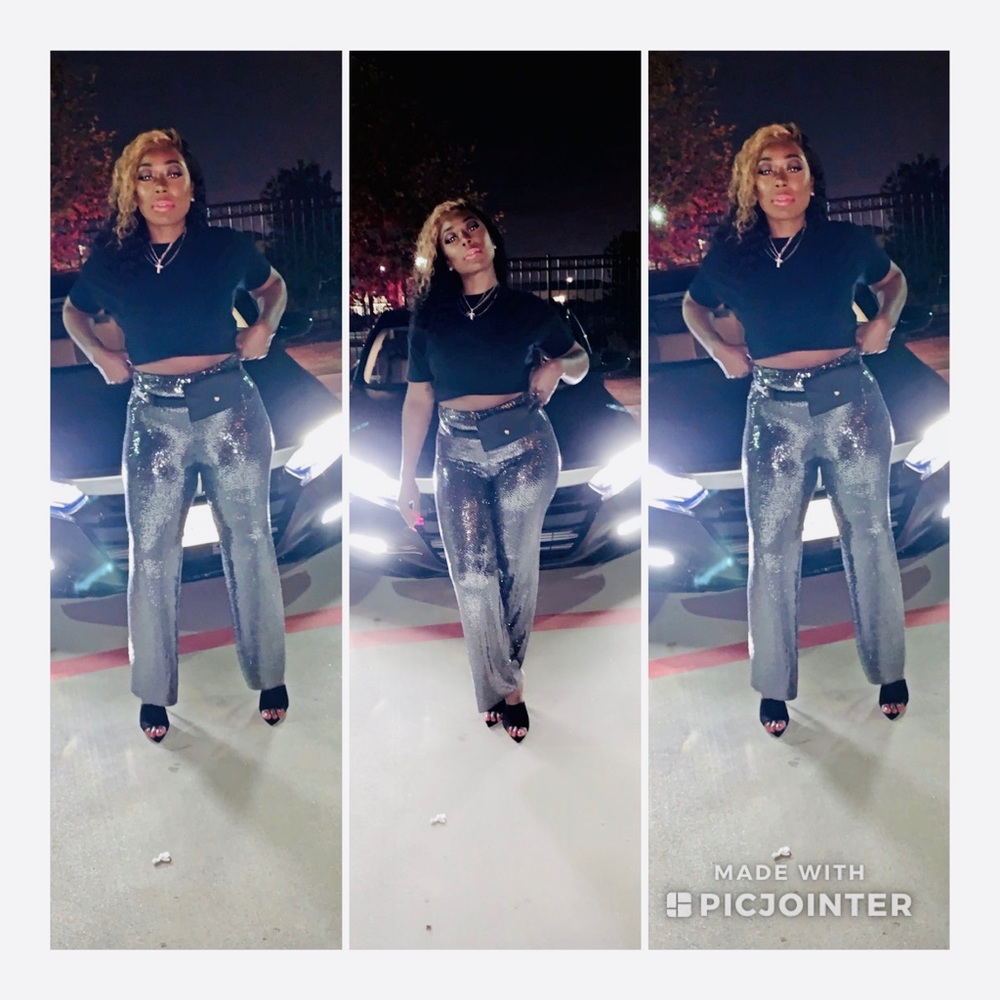 Sequin wide leg pants